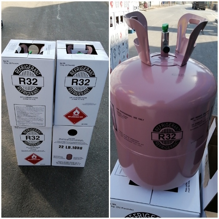 El gas refrigerante R32 se vende normalmente en botellas de 7 kg o 10 kg.