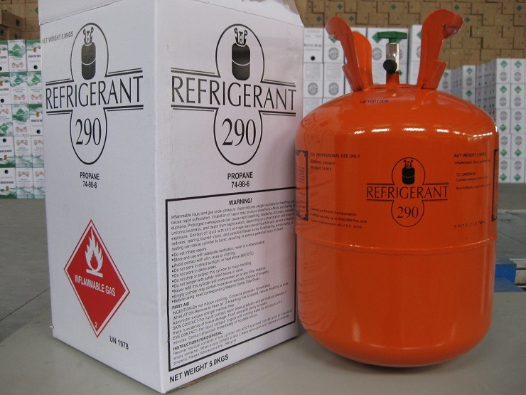 Refrigerante de gas propano R290 de cilindro de alta pureza 5.5kg / 13.4L